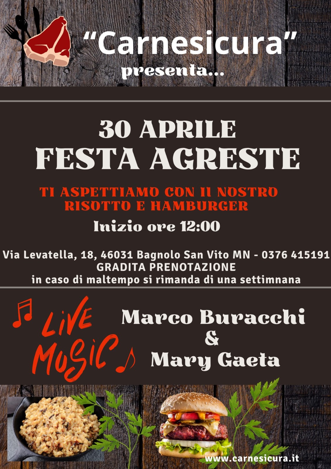 CARNE SICURA presenta la Prima Festa Agreste & LIVE MUSIC
