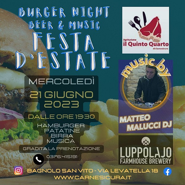 Festa d’Estate Burger Night Beer and Music