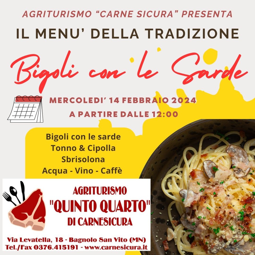 I MENU DELLA TRADIZIONE BIGOLI CON LE SARDELLE